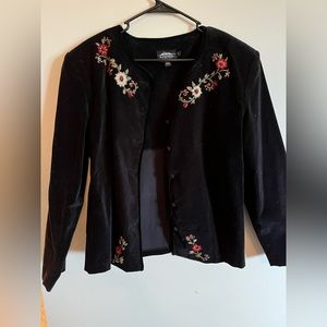 Icelandic Design black velveteen with embroidery: size XL